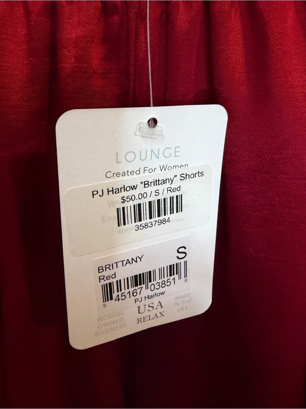 PJ Harlow “Brittany” shorts | Silky Red Elastic-Waist Shorts for Women - Picture 4 of 4